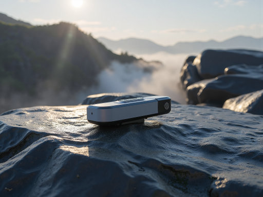 Portable weather station in handheld device form, compact design, outdoor hiking environment